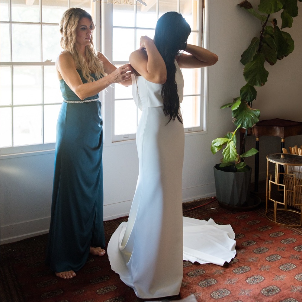 Birds Grey Anne Dress Dark Teal Strapless Bridesmaid Dress Sz Lg - Picture 7 of 8
